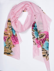 Printed Pastel Pink Full Border - Made in Türkiye