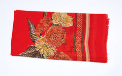 Printed Flame Blossom Grace Scarf - Made in Türkiye