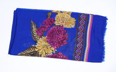 Printed Royal Sapphire Grace Scarf - Made in Türkiye