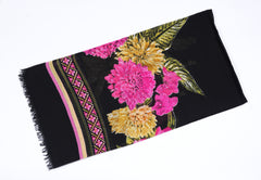 Printed Black Orchid Grace Scarf - Made in Türkiye