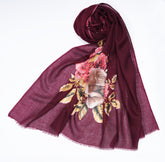 Printed Rich Burgundy Half of Border - Made in Türkiye