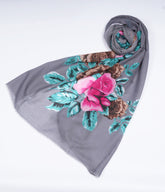 Printed Ash Grey Half of Border - Made in Türkiye