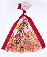 Printed Scarlet Bloom Floral Lawn Scarf - Made in Türkiye