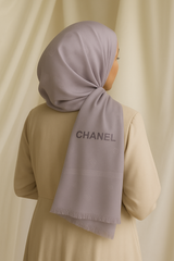 Chanel Embossed Jacquard Scarf - Lavender Gray