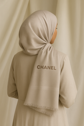 Chanel Embossed Jacquard Scarf - Light Taupe