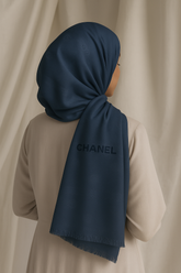 Chanel Embossed Jacquard Scarf - Navy Blue