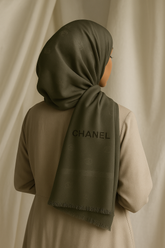 Chanel Embossed Jacquard Scarf - Olive Green