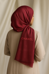 Chanel Embossed Jacquard Scarf - Raspberry Red