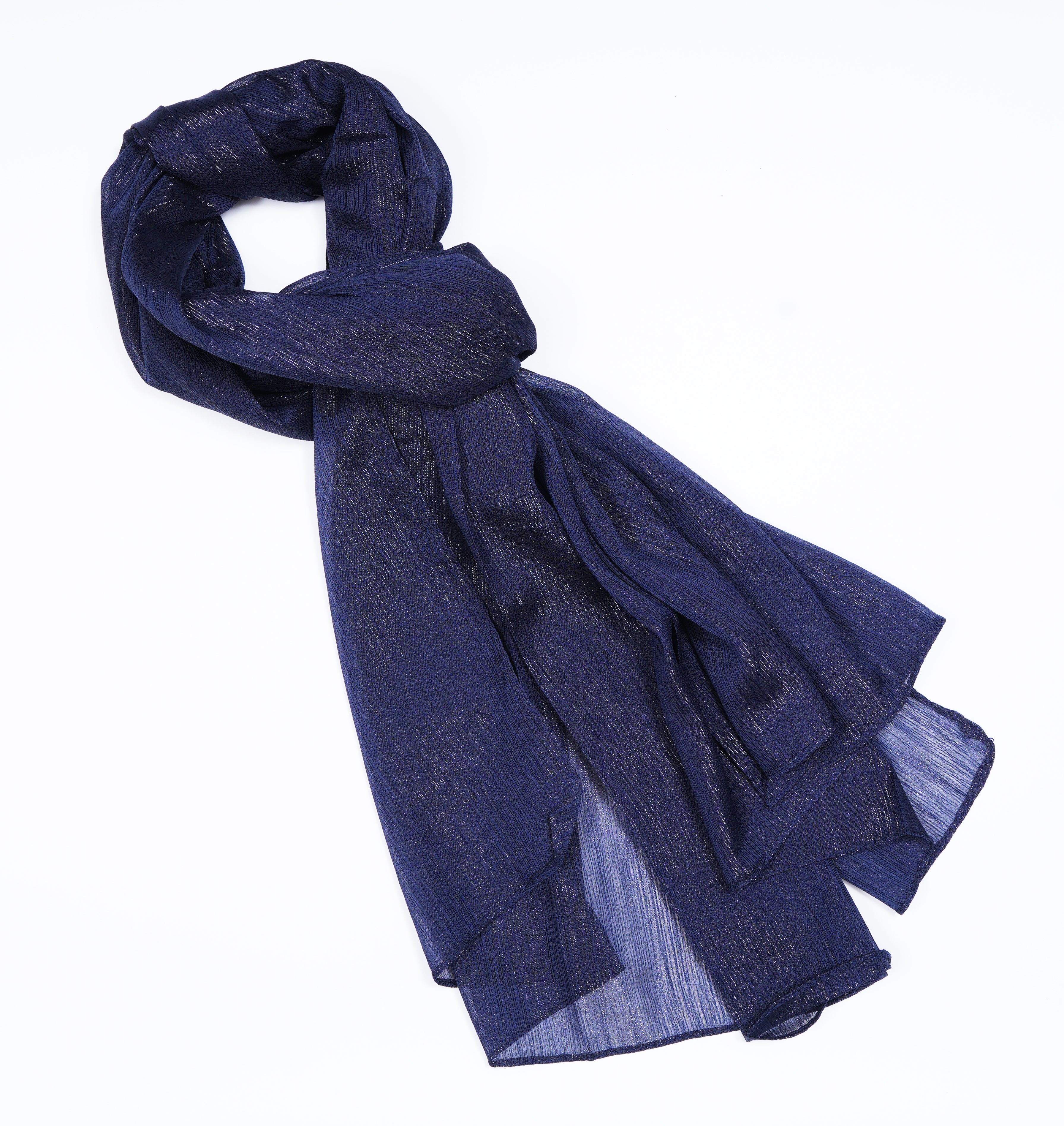 CRUSH ZARI CHIFFON - NAVY BLUE