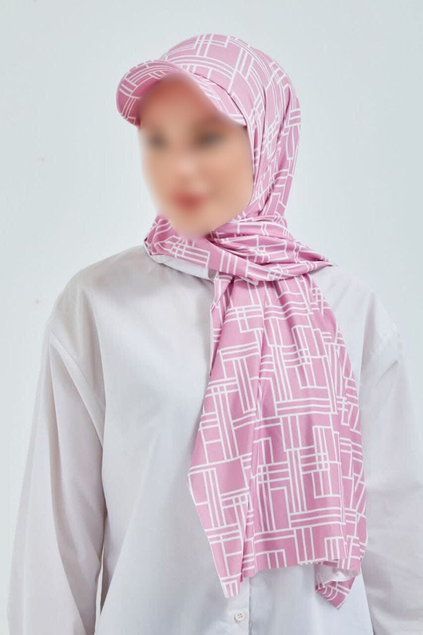 GEOMETRIC PRINT HAT - Sand & White - MADE IN TURKEY