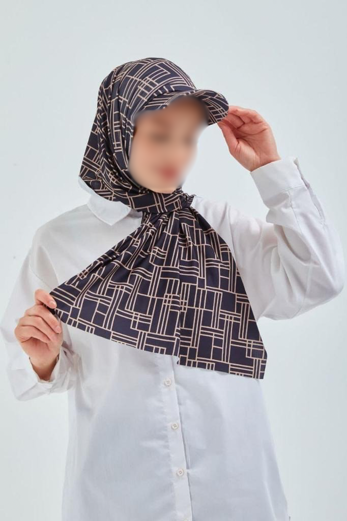 GEOMETRIC PRINT HAT - Brown & White - MADE IN TURKEY