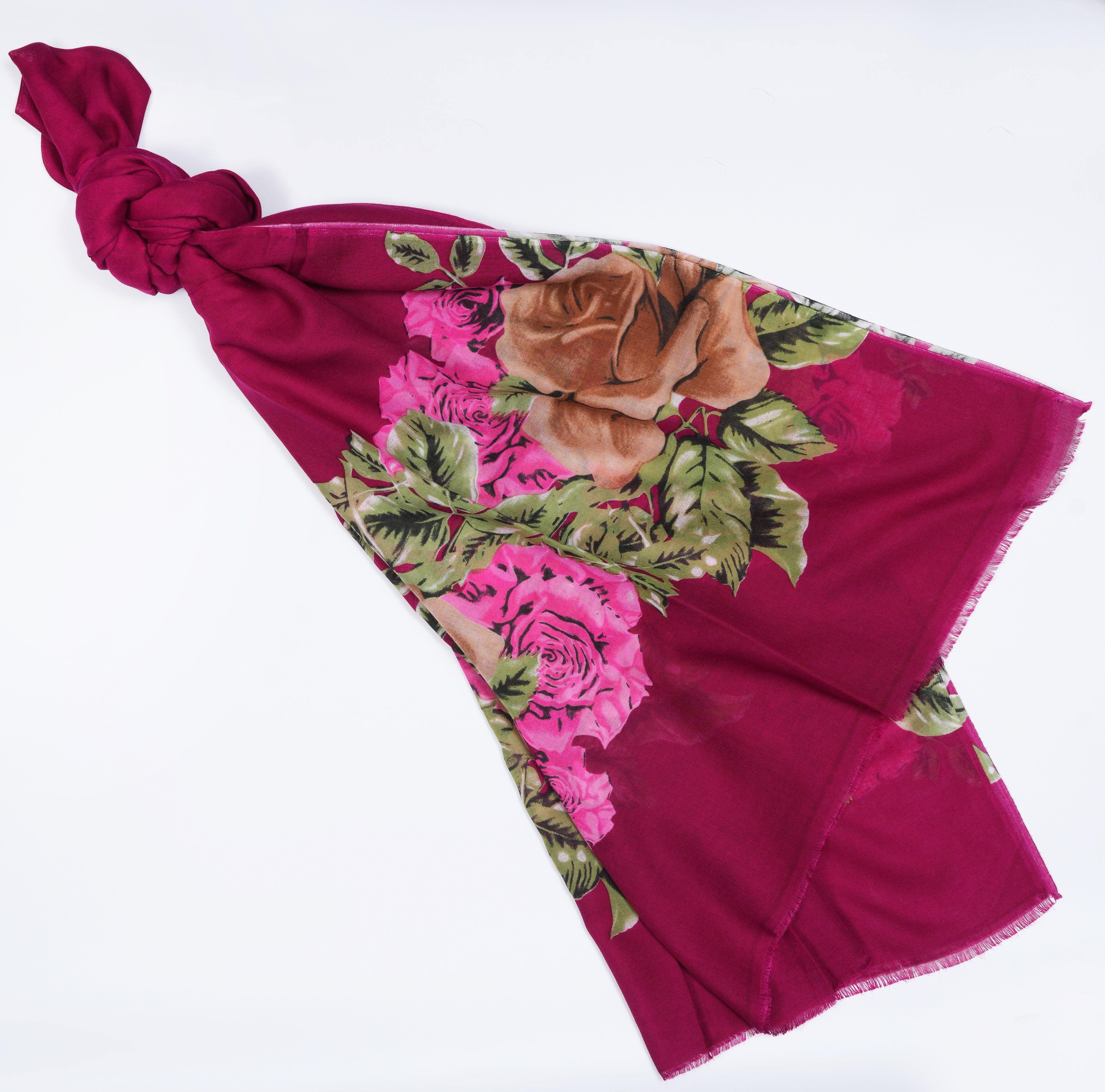Printed Fuchsia Pink Full Border - Made in Türkiye