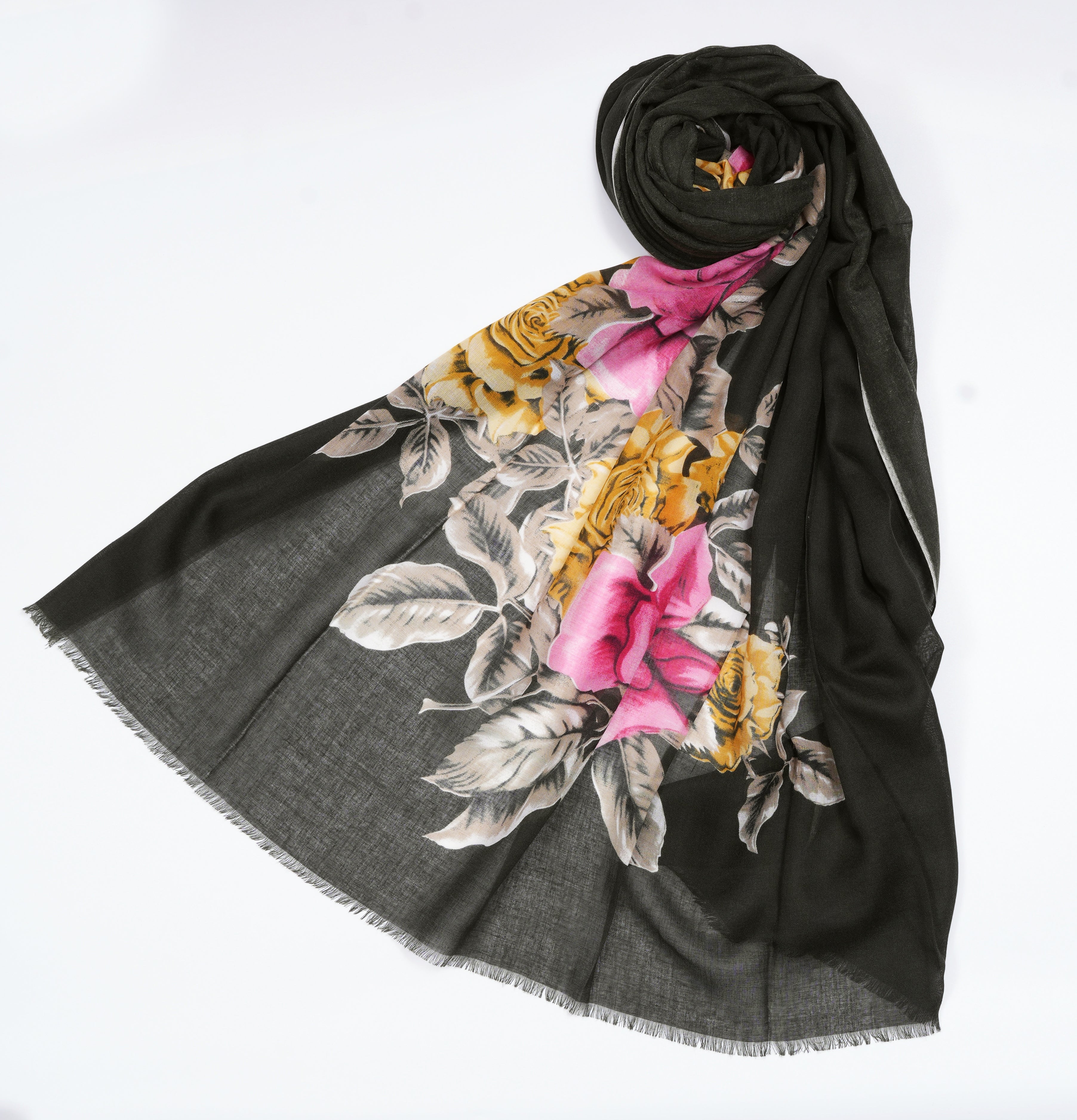 Printed Classic Green with Grey Half of Border - Made in Türkiye