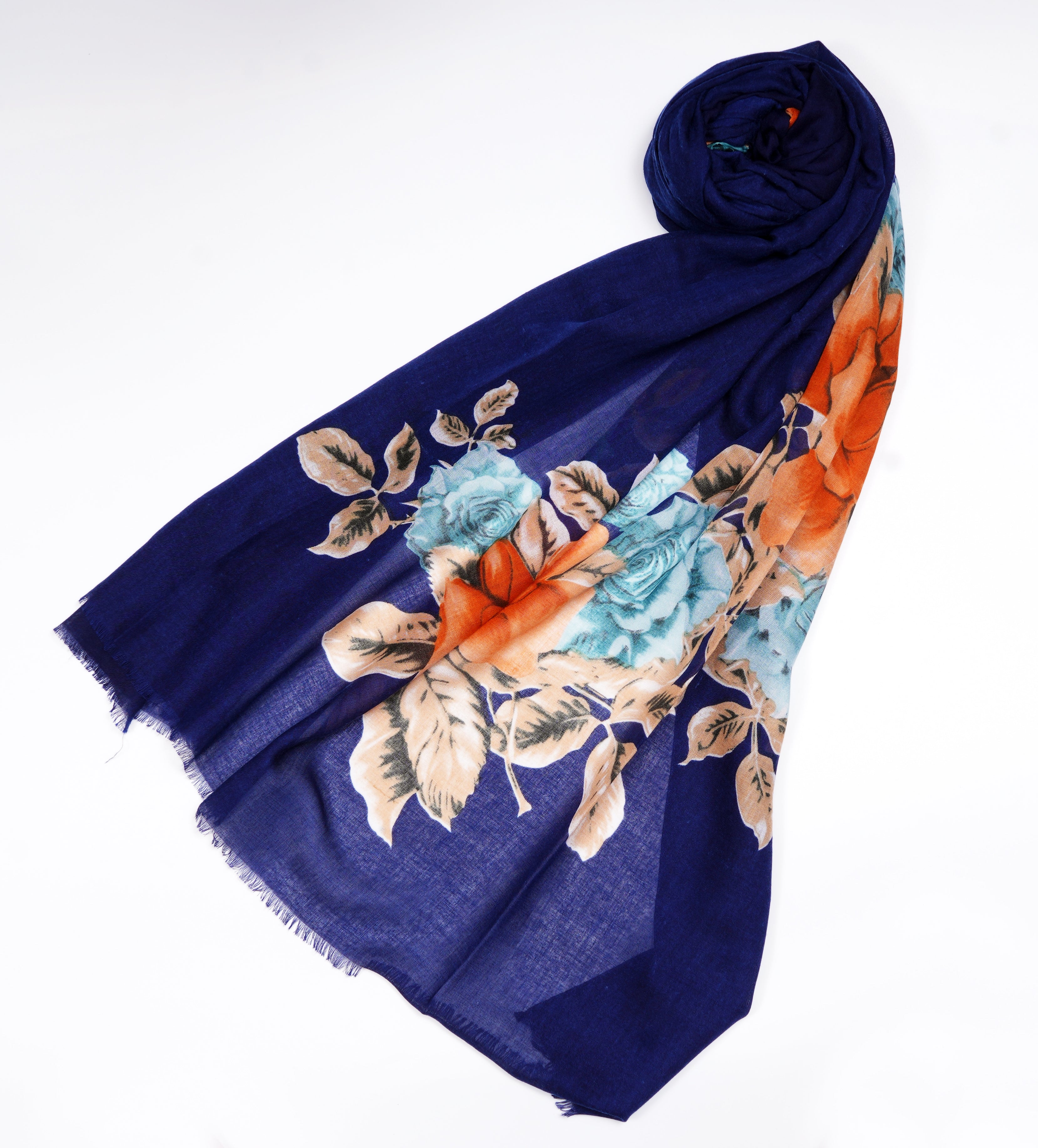 Printed Deep Navy Blue Half of Border - Made in Türkiye