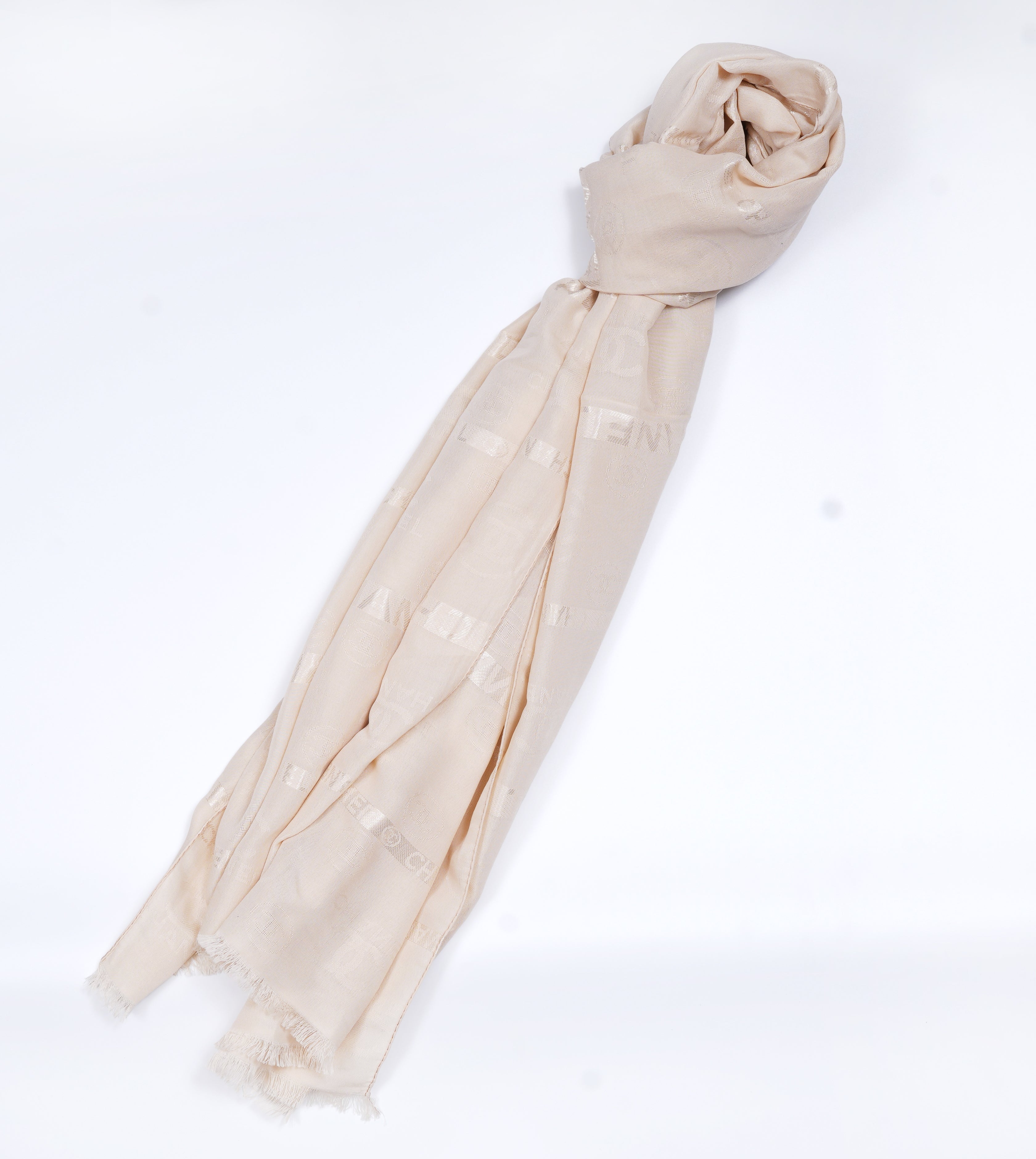 Chanel Embossed Jacquard Scarf - Light Taupe