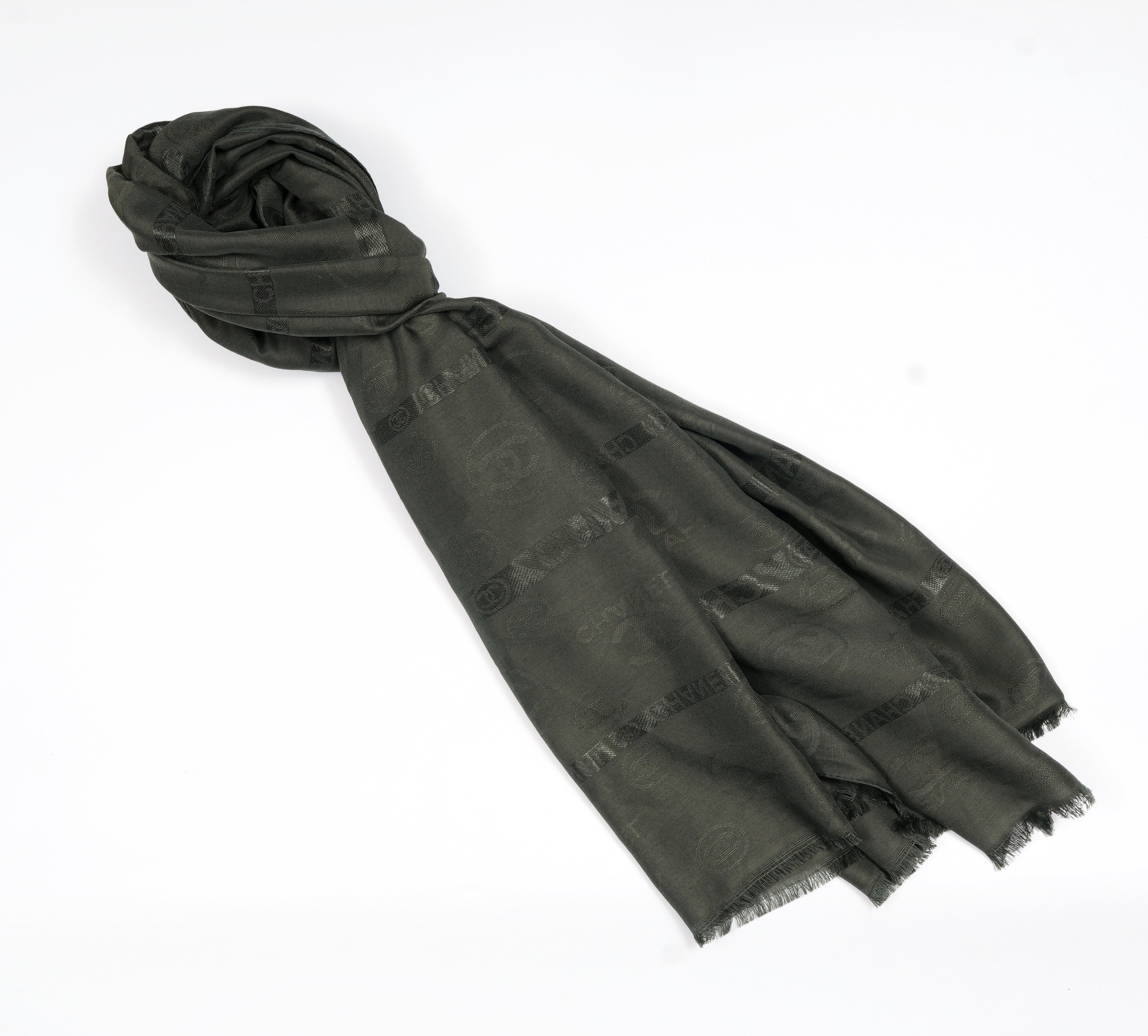 Chanel Embossed Jacquard Scarf - Olive Green