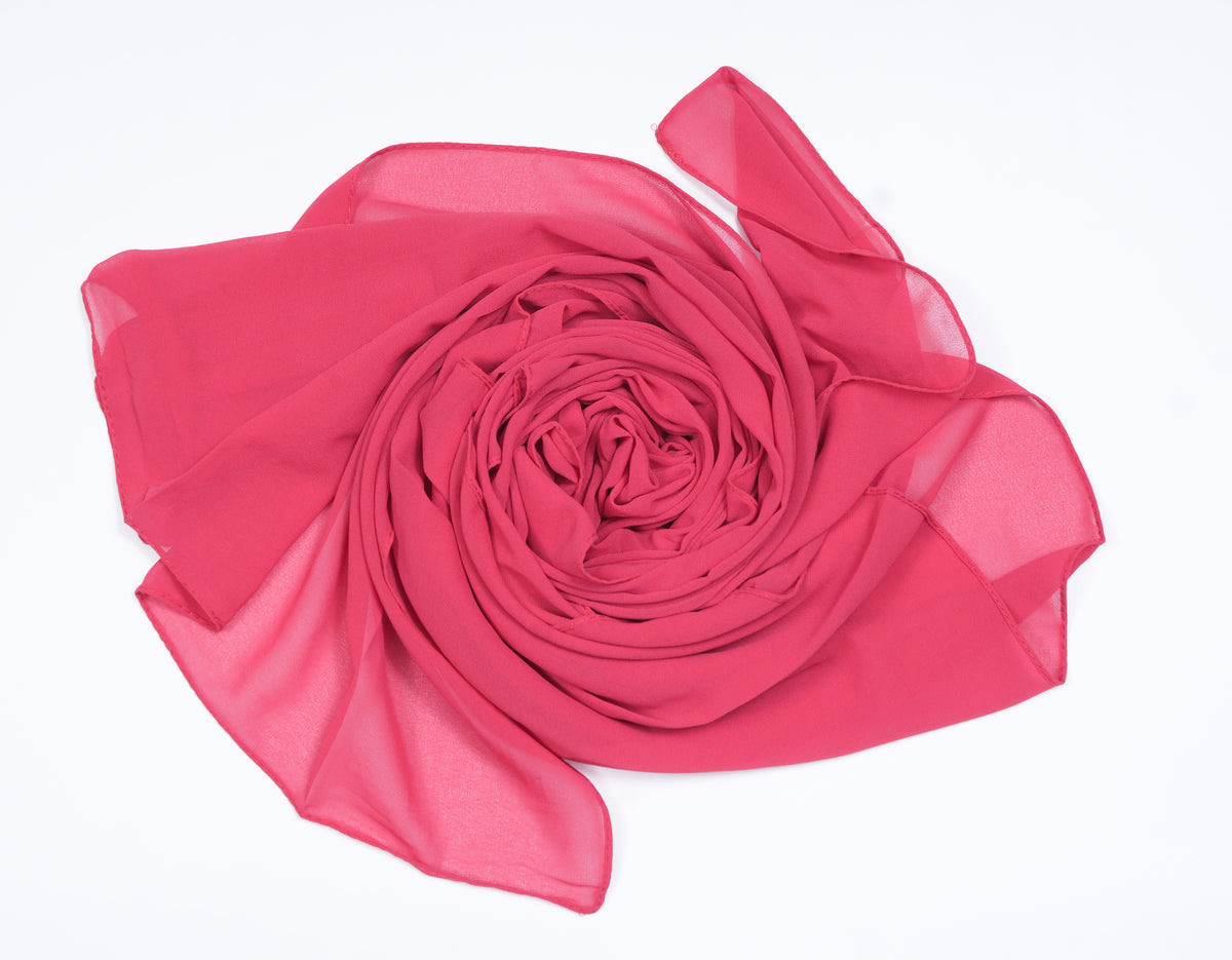 GEORGETTE SCARF - ROSE RED