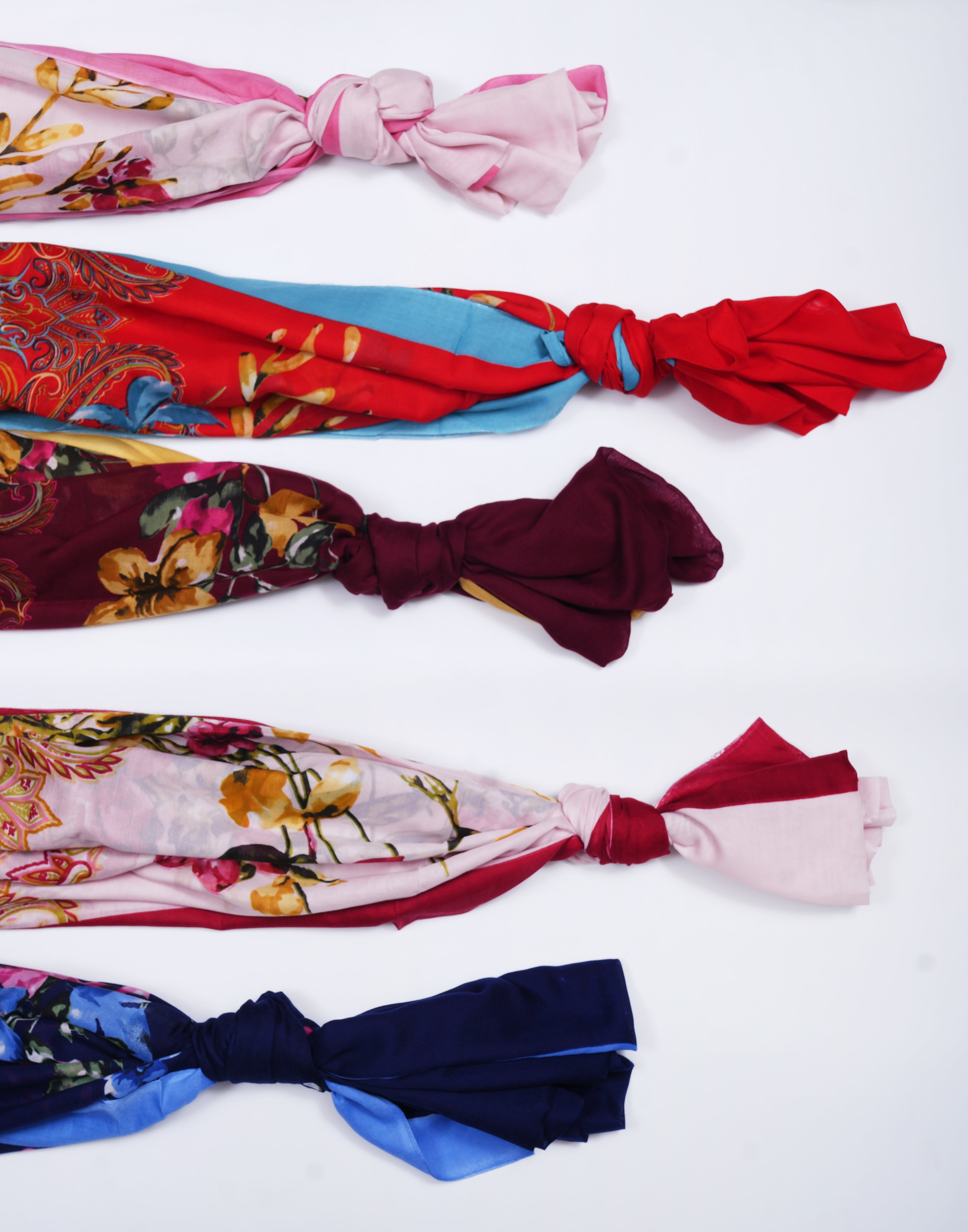 Printed Pink Multicolor Floral Lawn Scarf - Made in Türkiye