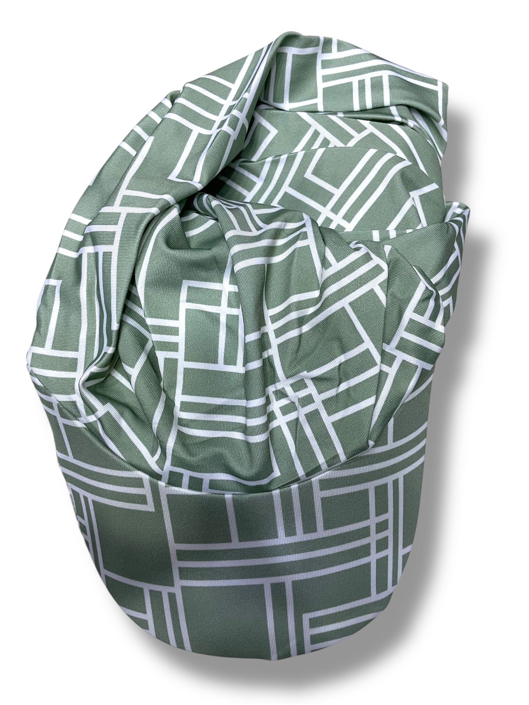 GEOMETRIC PRINT HAT - Sage green & White - MADE IN TURKEY