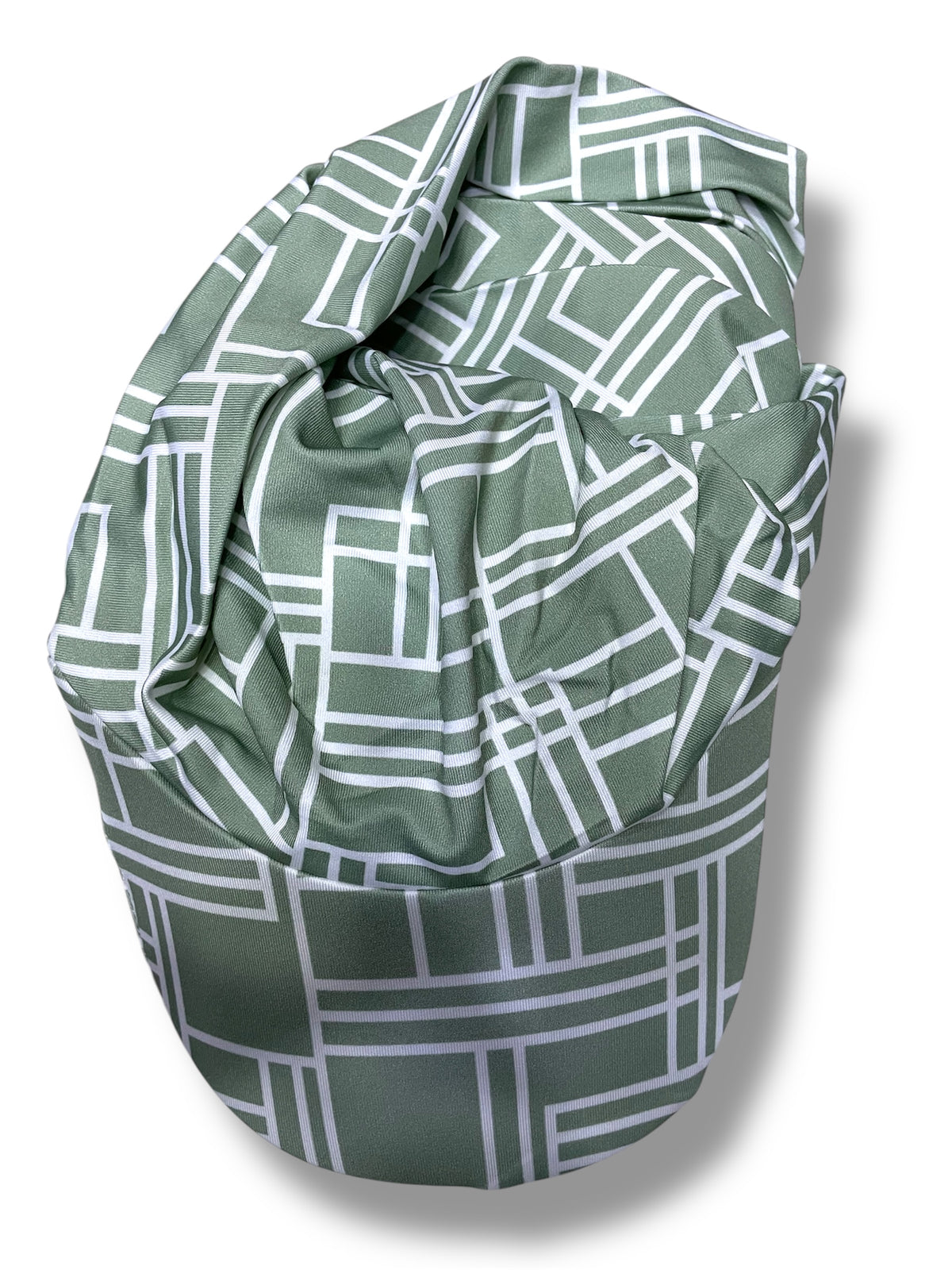 GEOMETRIC PRINT HAT - Sage green & White - MADE IN TURKEY
