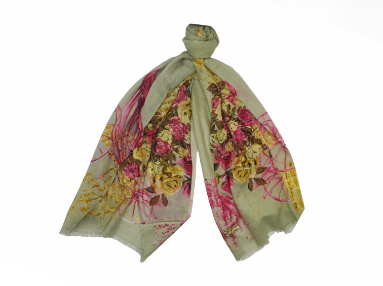 Caravané by Nourah - Printed Gurkha Green Lawn - Made In Turkey