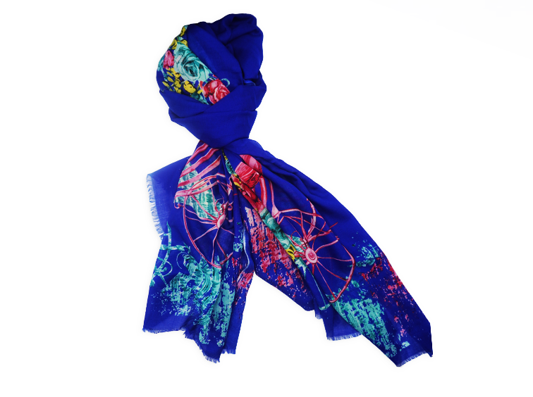 Caravané by Nourah - Printed Blue Eden Lawn - Made In Turkey