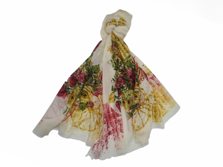 Caravané by Nourah - Printed Ivory Gold Lawn - Made In Turkey